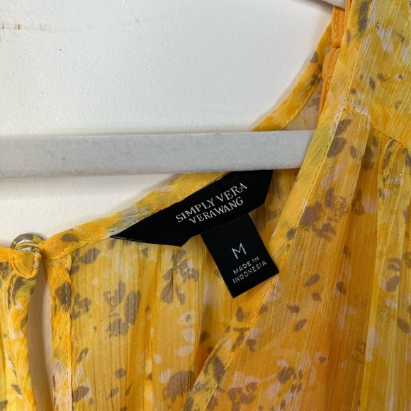 Simply VeraWang Chiffon Dress Butter Yellow Fairycore Tiered Coquette Women Sz M - Picture 6 of 13